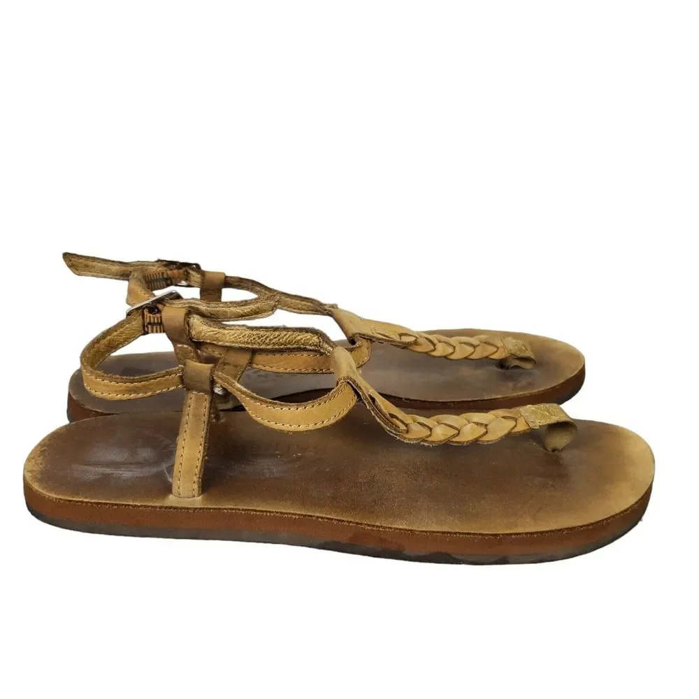 Rainbow Women's Tan Braided Thong T Strap Sandals Sz L 7.5 - 8.5